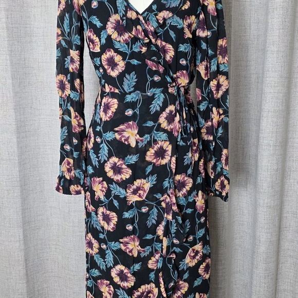 Band of Gypsies Black and Purple Floral Long Sleeve Dress - Picture 2 of 9